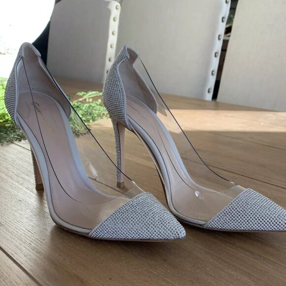 Gianvito Rossi 105 Plexi & Embellished Suede Pumps - Picture 2 of 11